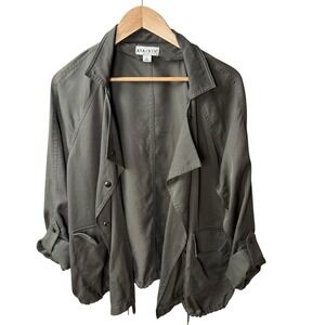 Ava & Viv Womens Utility Drape Jacket‎ Size 1X Olive Lightweight Soft Utility